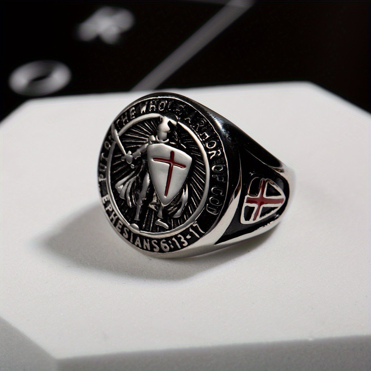 Stainless Steel Vintage Knight Templar Ring
