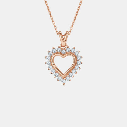 Moissanite 925 Sterling Silver Heart Pendant Necklace - Treasured Gift's & More