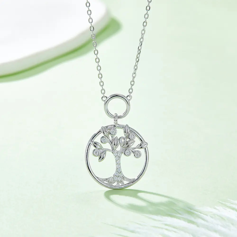 Moissanite 925 Sterling Silver Tree Of Life Pendant Necklace - Treasured Gift's & More