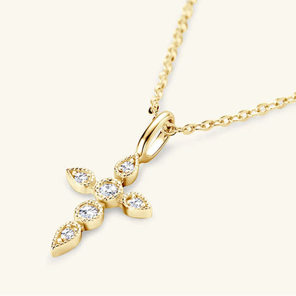 925 Sterling Silver Moissanite Cross Pendant Necklace - Treasured Gift's & More