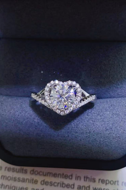 Adored 1 Carat Moissanite 925 Sterling Silver Heart Ring - Treasured Gift's & More