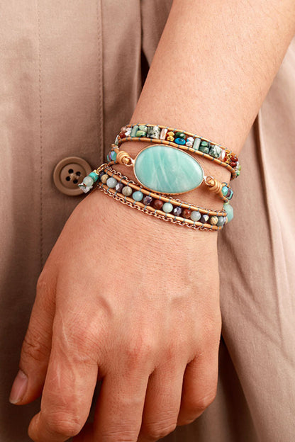 Handmade Natural Stone Beaded Triple Layer Bracelet - Treasured Gift's & More