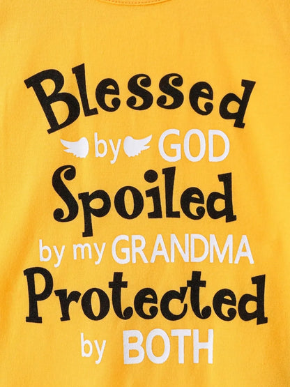 Children's Round Neck Letter Graphic T-Shirt and Distressed Jeans Set - Treasured Gift's & More