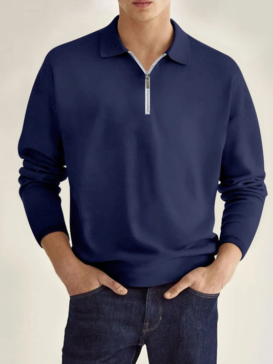 Men's Full Size Collared Neck Long Sleeve Polo Plus Size - Treasured Gift's & More