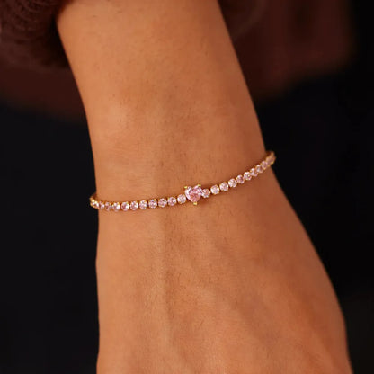 Heart Shape Inlaid Zircon 18K Gold-Plated Bracelet - Treasured Gift's & More