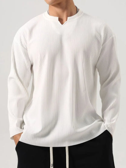 Men's Plus Size Notched Long Sleeve Top - Treasured Gift's & More