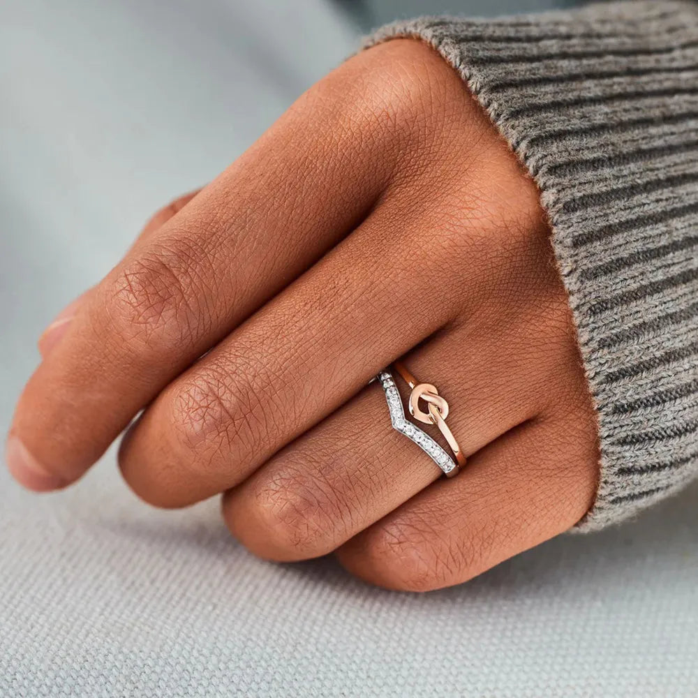 Knotted Heart Shape Inlaid Zircon Ring - Treasured Gift's & More