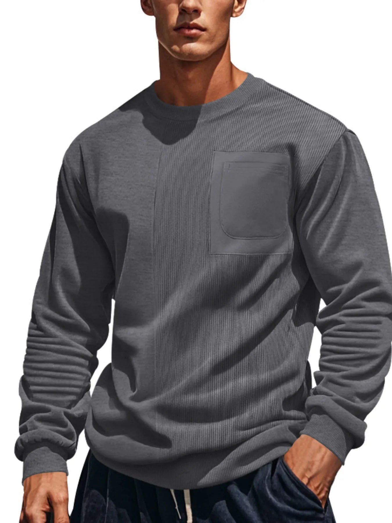 Men's Full Size Round Neck Long Sleeve Sweatshirt Plus Size - Treasured Gift's & More
