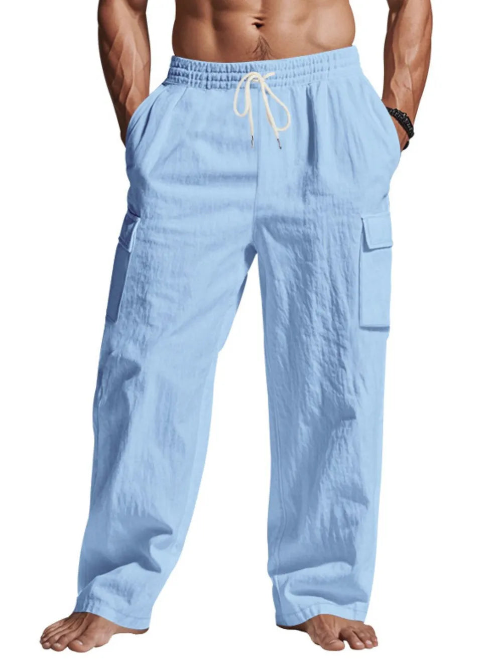 Men's Full Size Drawstring Pants with Pockets Plus Size - Treasured Gift's & More