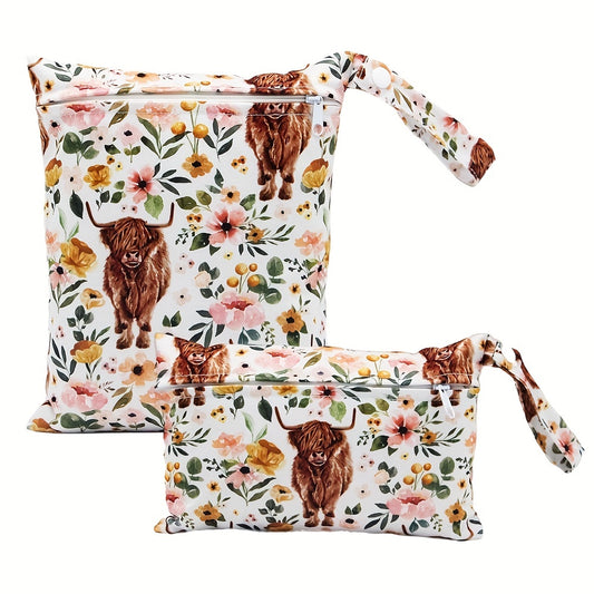 2pcs Soft Cute Cow Prints Wet Bags