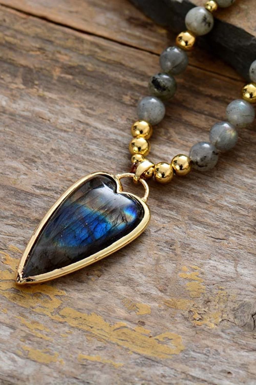 Natural Stone Pendant Beaded Necklace - Treasured Gift's & More
