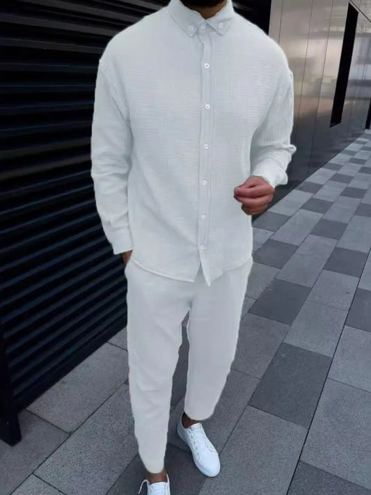 Men's Button Down Long Sleeve Shirt and Pants Set - Treasured Gift's & More