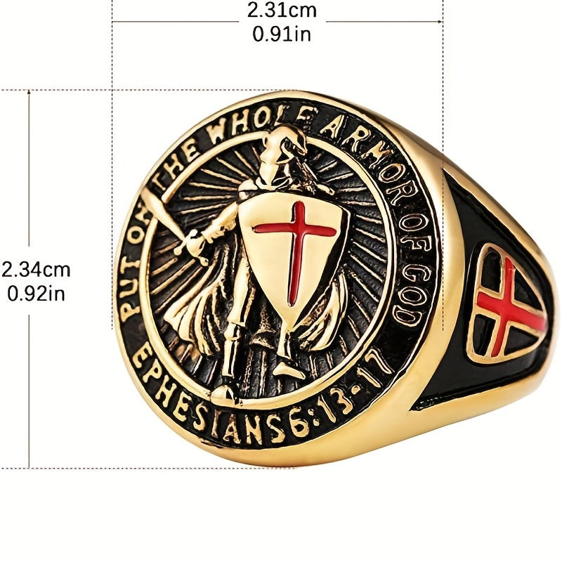 Stainless Steel Vintage Knight Templar Ring