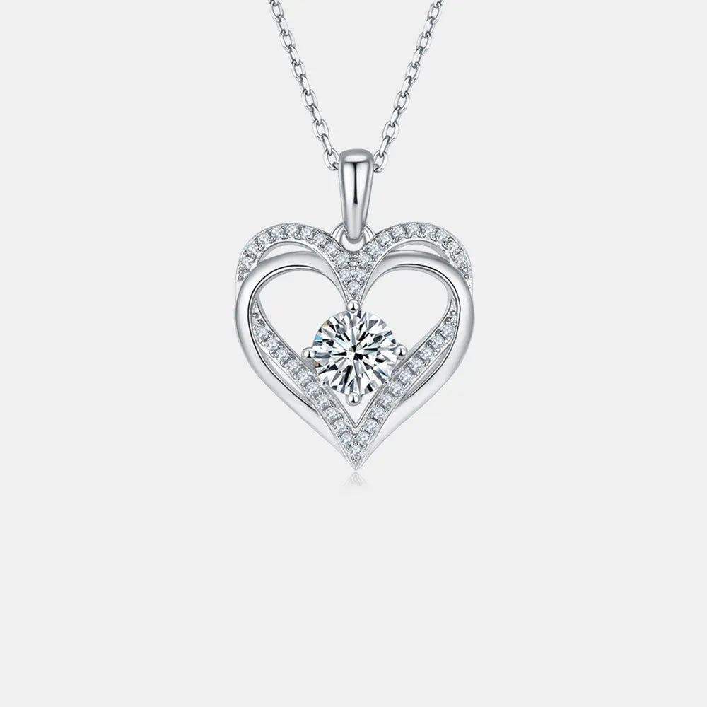 1.2 Carat Moissanite 925 Sterling Silver Heart Necklace - Treasured Gift's & More