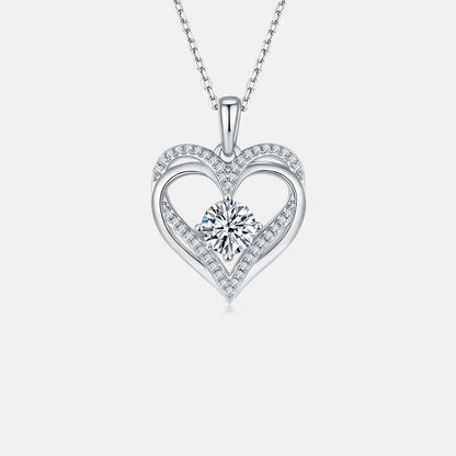 1.2 Carat Moissanite 925 Sterling Silver Heart Necklace - Treasured Gift's & More