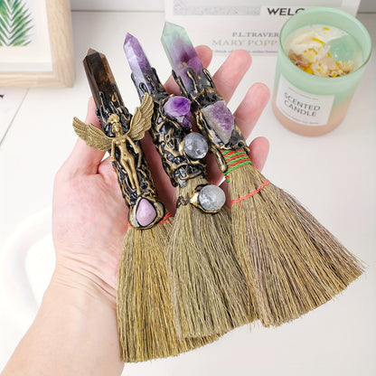 1PC Natural Crystal Point Wand Small Broom Tools