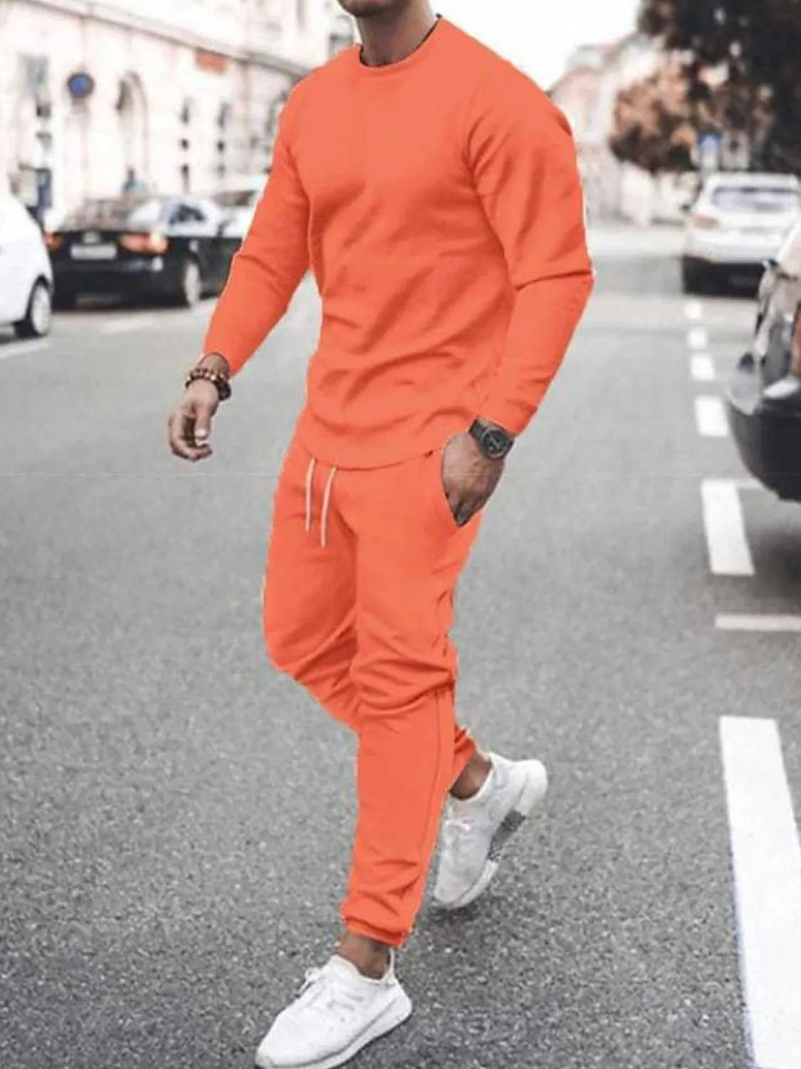 Men's Full Size Round Neck Long Sleeve Top and Pants Set Plus Size - Treasured Gift's & More