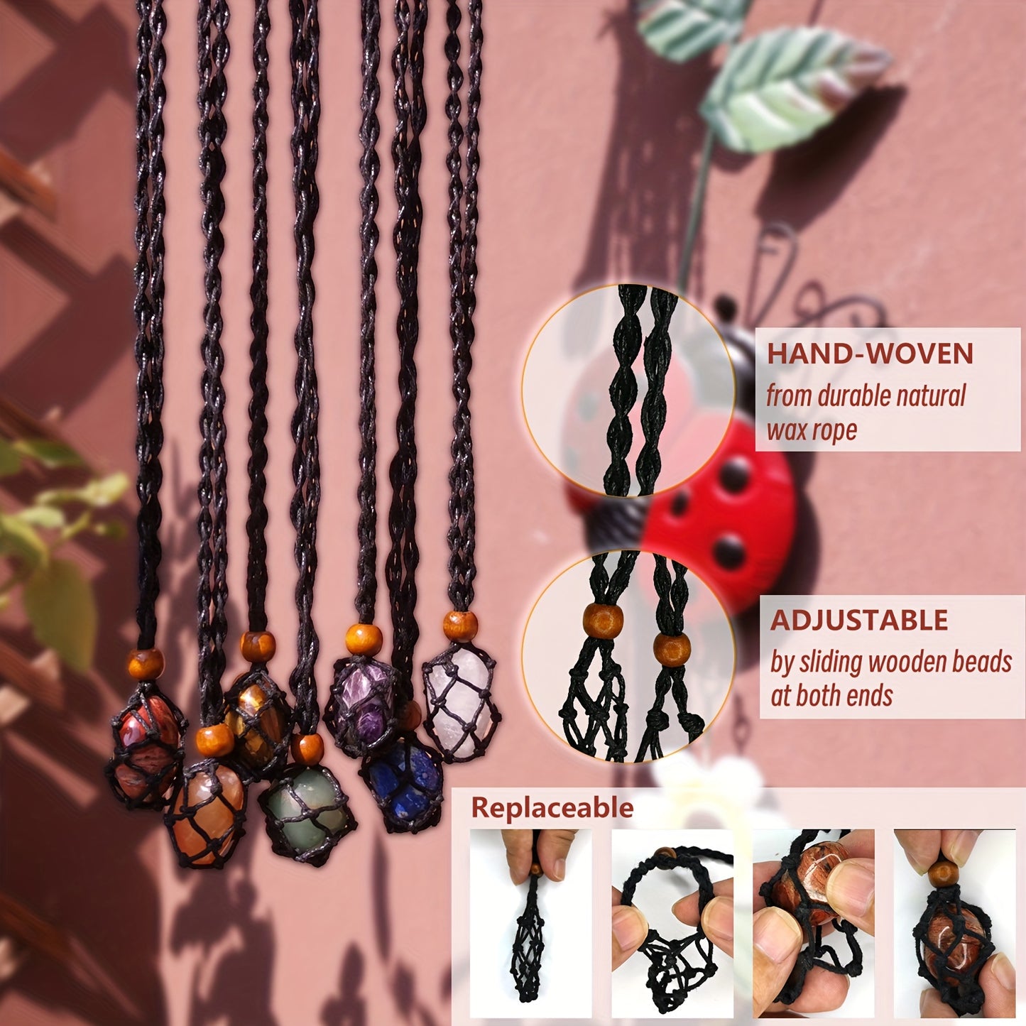 14Pcs Crystals Stone And Chakra Necklace Set