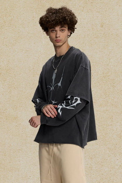 Men's Round Neck Long Sleeve Oversized T-Shirt - Treasured Gift's & More