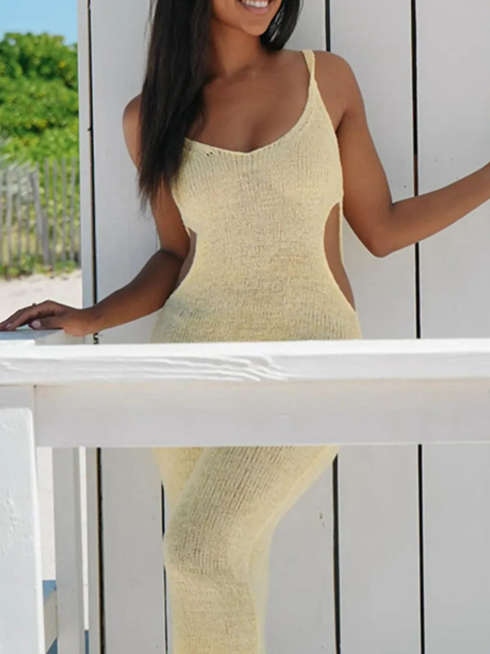 Backless Cutout Scoop Neck Cover-Up Dress - Treasured Gift's & More