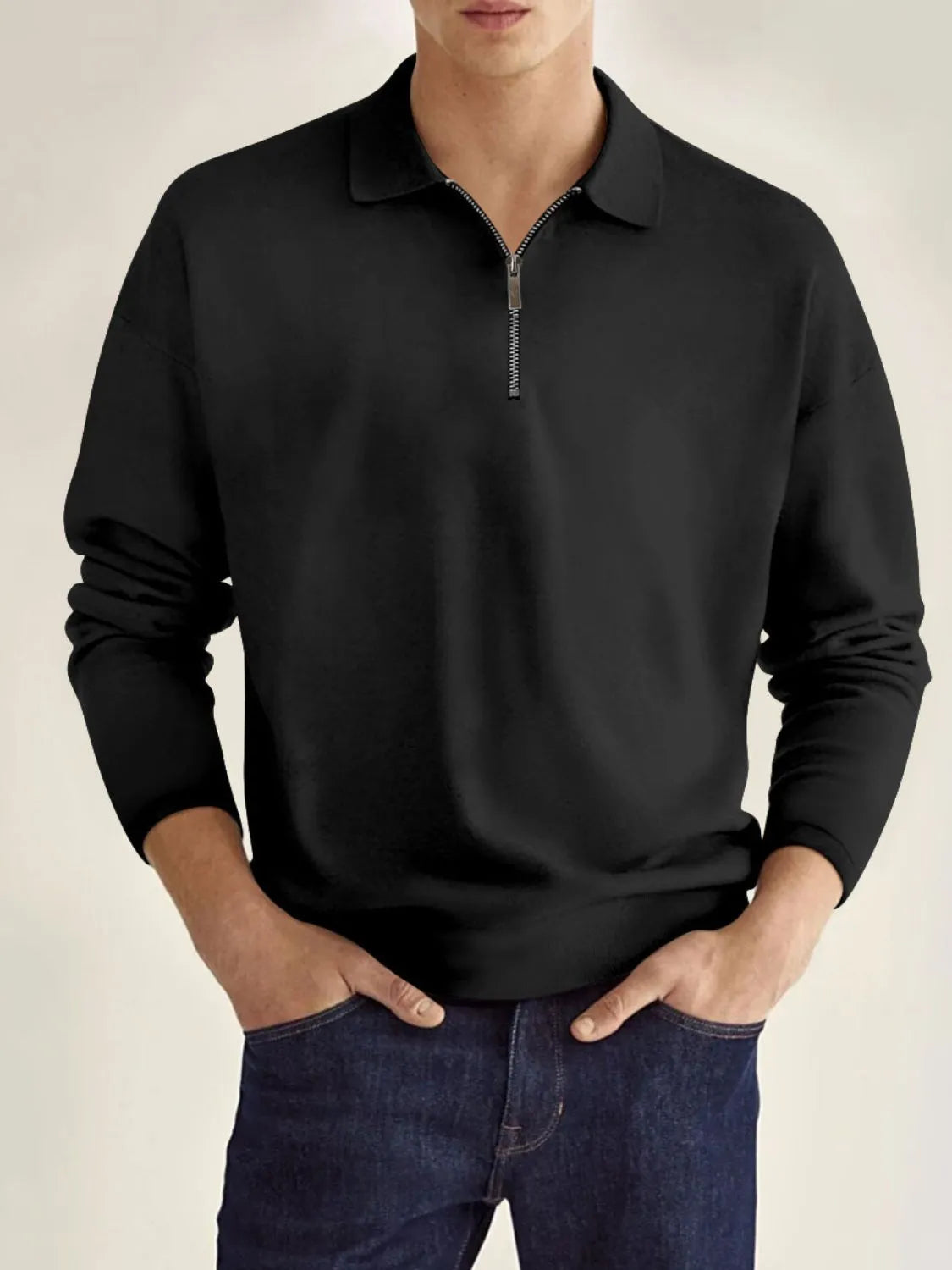Men's Full Size Collared Neck Long Sleeve Polo Plus Size - Treasured Gift's & More