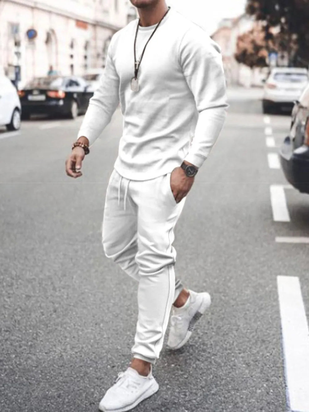 Men's Full Size Round Neck Long Sleeve Top and Pants Set Plus Size - Treasured Gift's & More