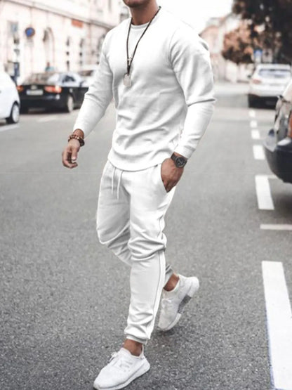 Men's Full Size Round Neck Long Sleeve Top and Pants Set Plus Size - Treasured Gift's & More