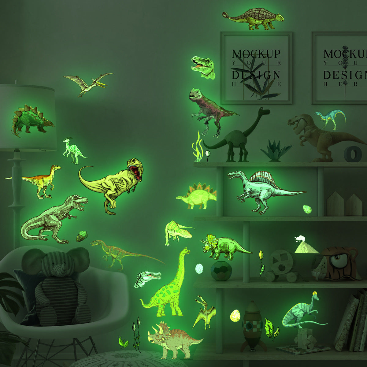 1 Set, Glow In The Dark, Dinosaur Wall Stickers