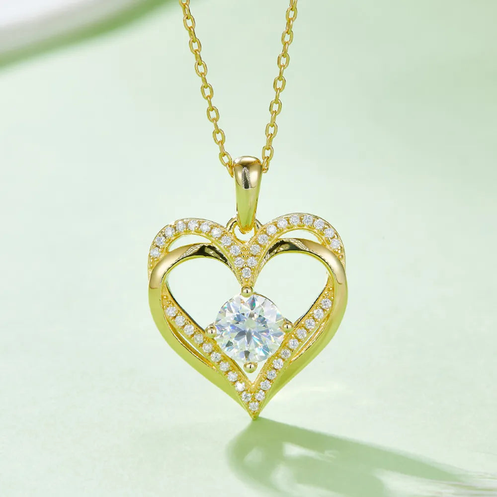 1.2 Carat Moissanite 925 Sterling Silver Heart Necklace - Treasured Gift's & More