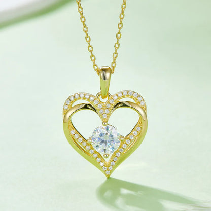 1.2 Carat Moissanite 925 Sterling Silver Heart Necklace - Treasured Gift's & More