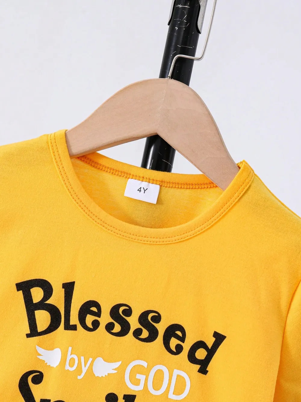 Children's Round Neck Letter Graphic T-Shirt and Distressed Jeans Set - Treasured Gift's & More