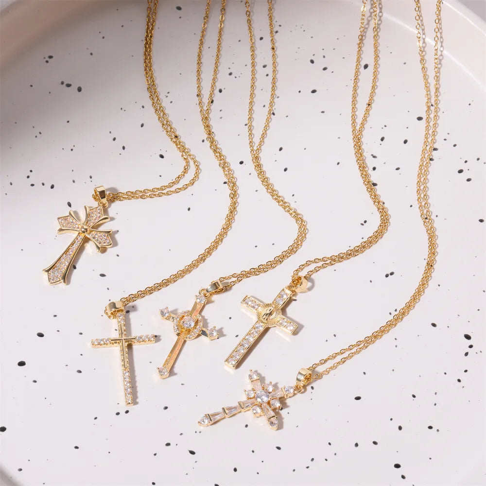 Stainless Steel Inlaid Zircon Cross Necklace - Treasured Gift's & More