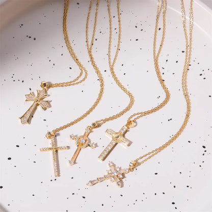 Stainless Steel Inlaid Zircon Cross Necklace - Treasured Gift's & More