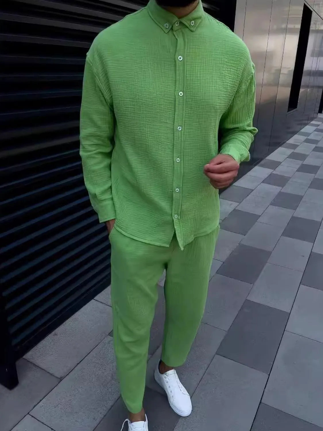 Men's Button Down Long Sleeve Shirt and Pants Set - Treasured Gift's & More