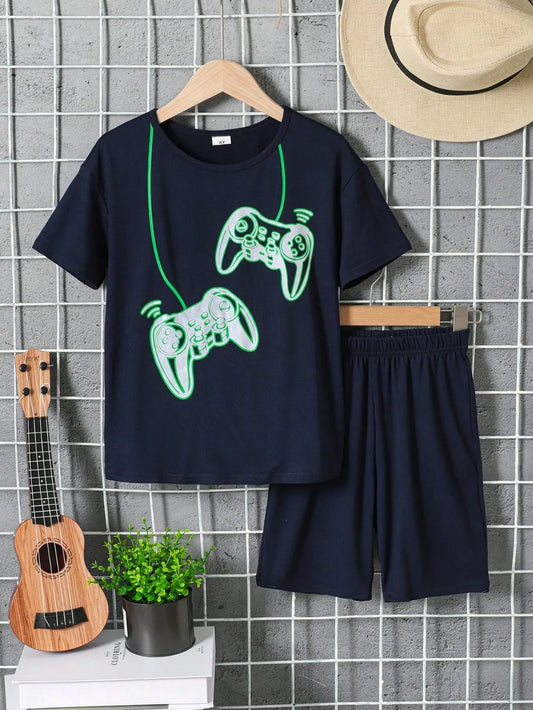 Children's Graphic Round Neck T-Shirt and Pants Set - Treasured Gift's & More