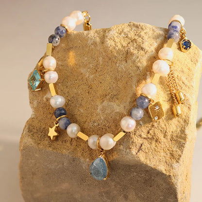 18K Gold-Plated Beaded Charm Necklace - Treasured Gift's & More