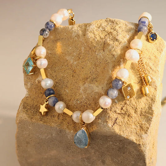 18K Gold-Plated Beaded Charm Necklace - Treasured Gift's & More