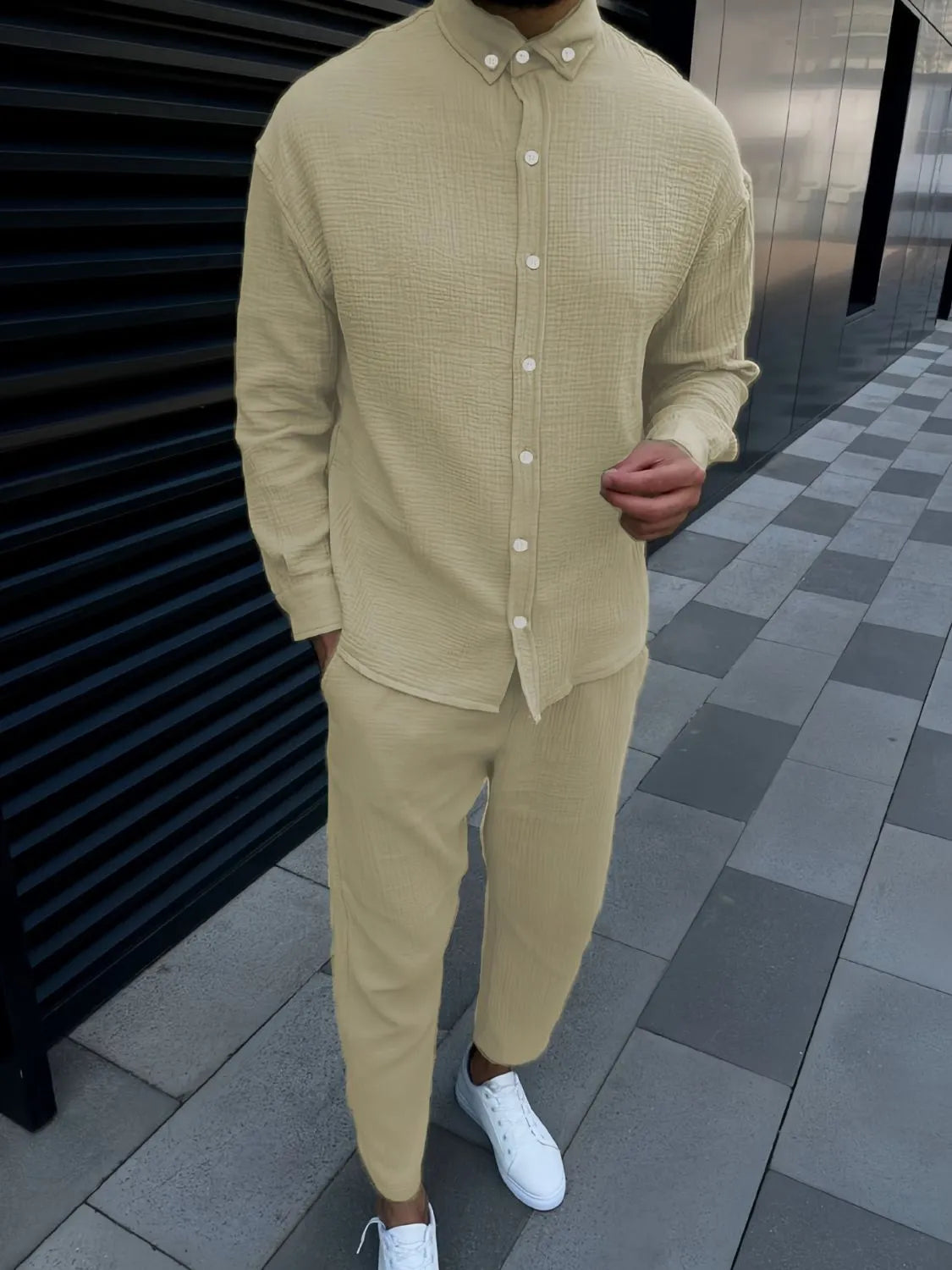 Men's Button Down Long Sleeve Shirt and Pants Set - Treasured Gift's & More
