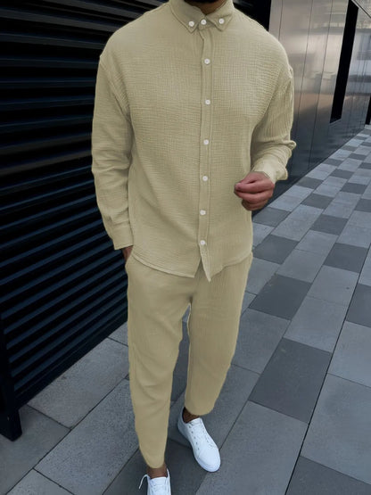 Men's Button Down Long Sleeve Shirt and Pants Set - Treasured Gift's & More