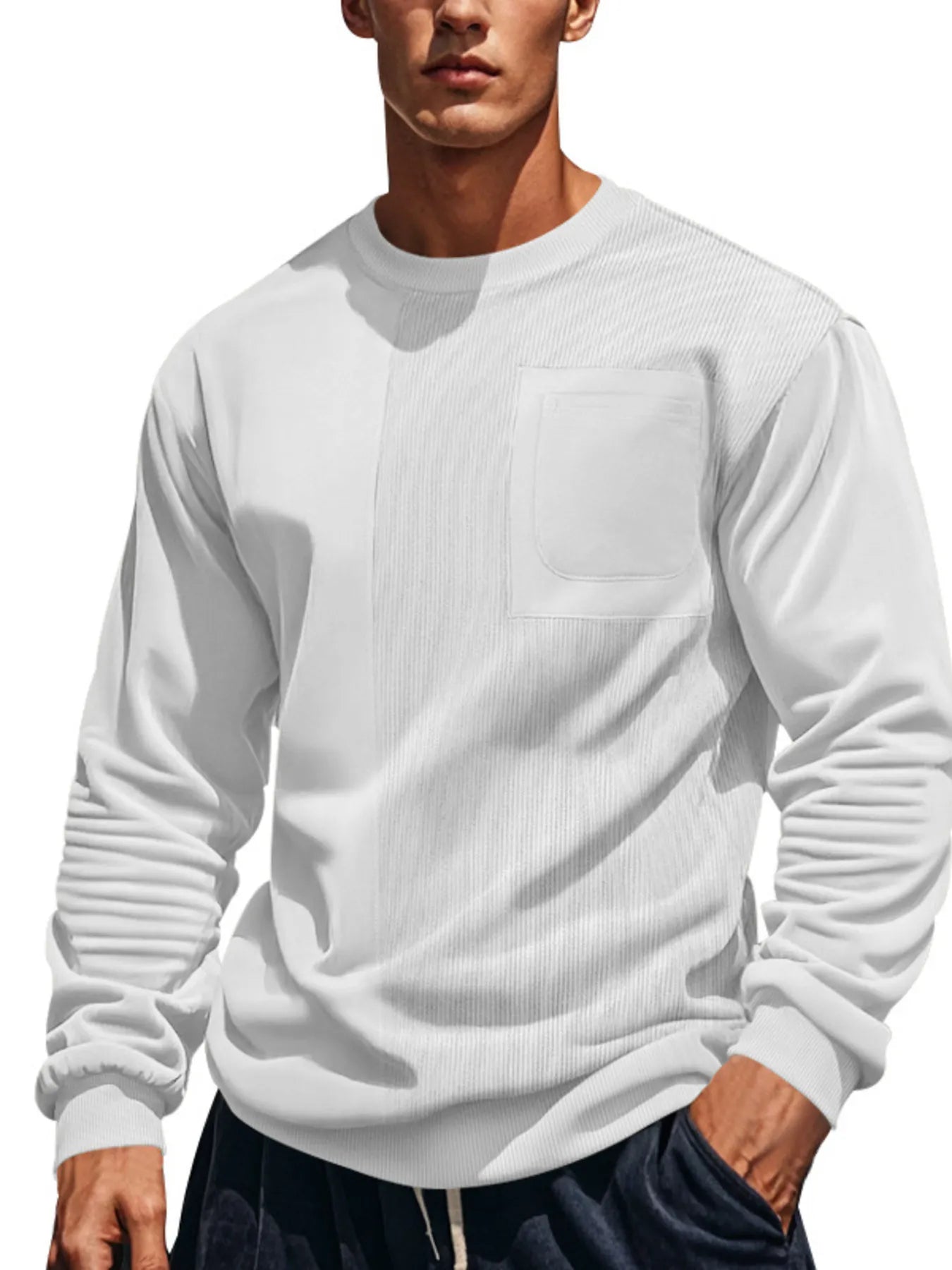 Men's Full Size Round Neck Long Sleeve Sweatshirt Plus Size - Treasured Gift's & More