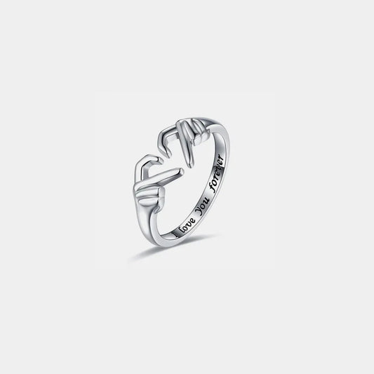 Hand Heart Shape 925 Sterling Silver Open Ring - Treasured Gift's & More