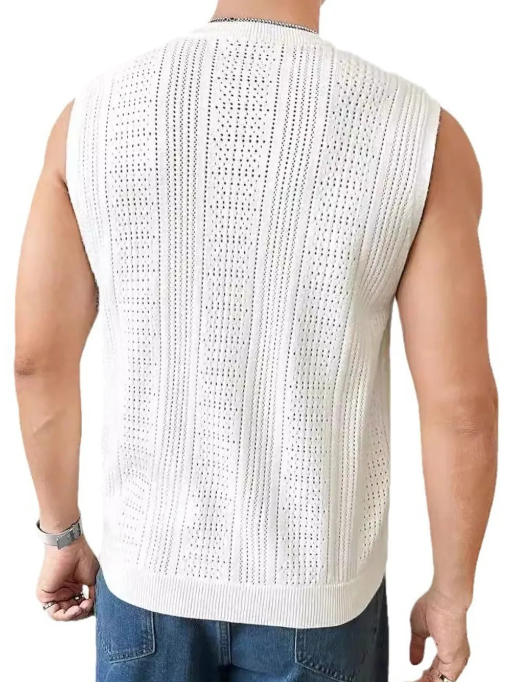 Men's Full Size Eyelet Round Neck Tank Plus Size - Treasured Gift's & More
