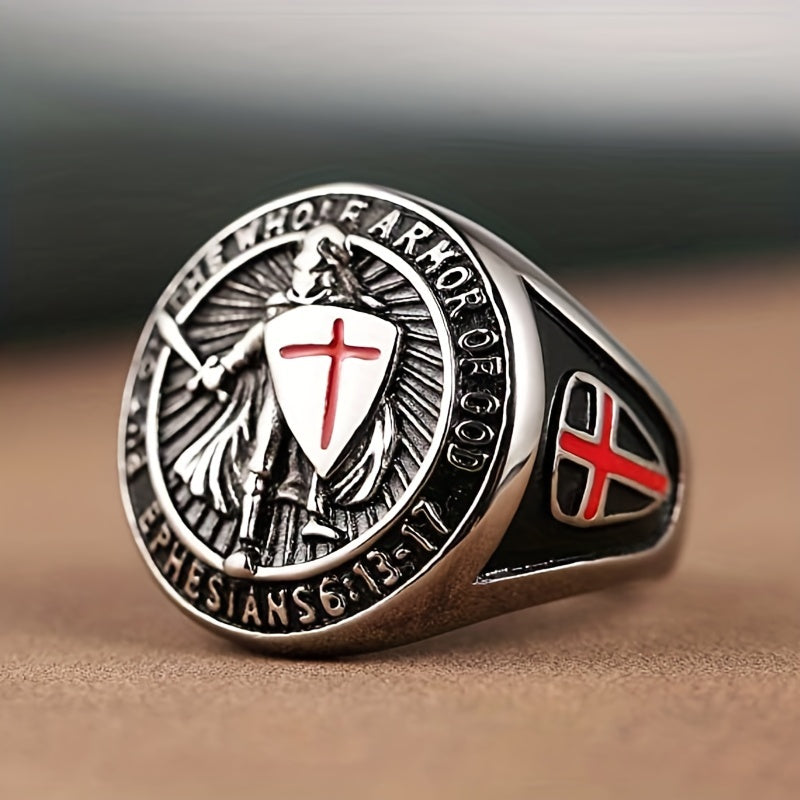 Stainless Steel Vintage Knight Templar Ring