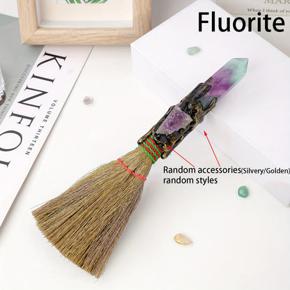 1PC Natural Crystal Point Wand Small Broom Tools