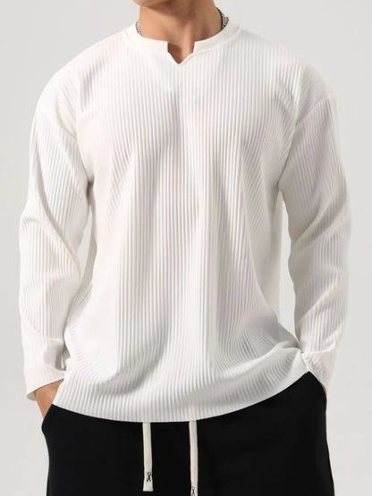 Men's Plus Size Notched Long Sleeve Top - Treasured Gift's & More