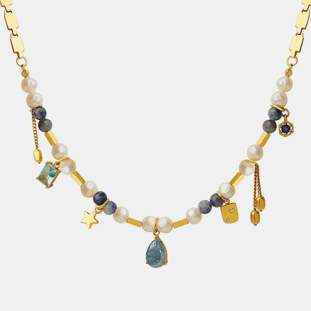 18K Gold-Plated Beaded Charm Necklace - Treasured Gift's & More