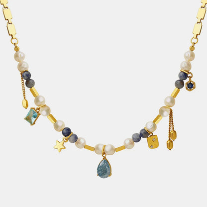 18K Gold-Plated Beaded Charm Necklace - Treasured Gift's & More