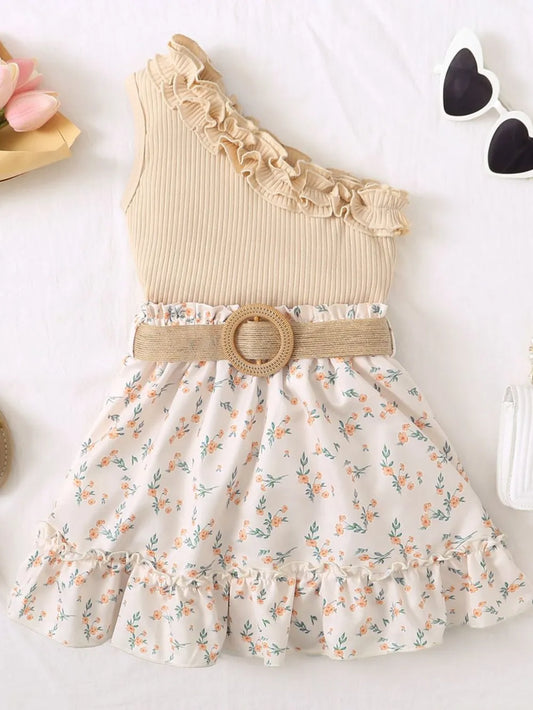 Single Shoulder Top and Printed Skirt Set - Treasured Gift's & More