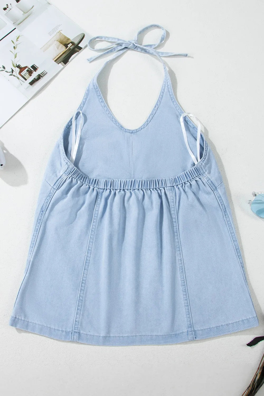 Backless Halter Neck Denim Top - Treasured Gift's & More