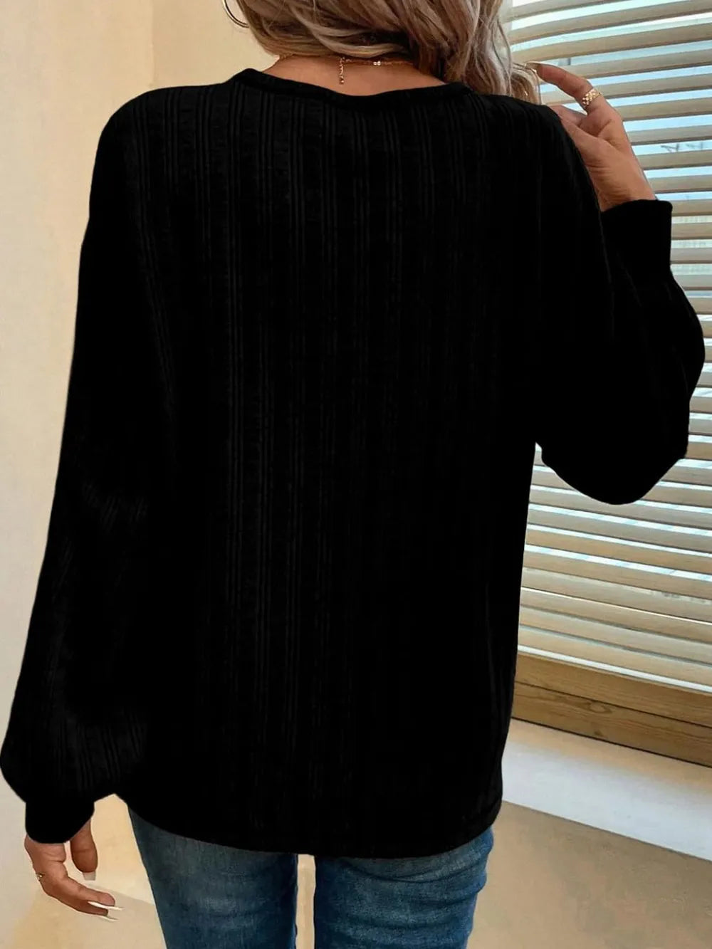 Mandy Contrast Stitching Round Neck Long Sleeve T-Shirt - Treasured Gift's & More